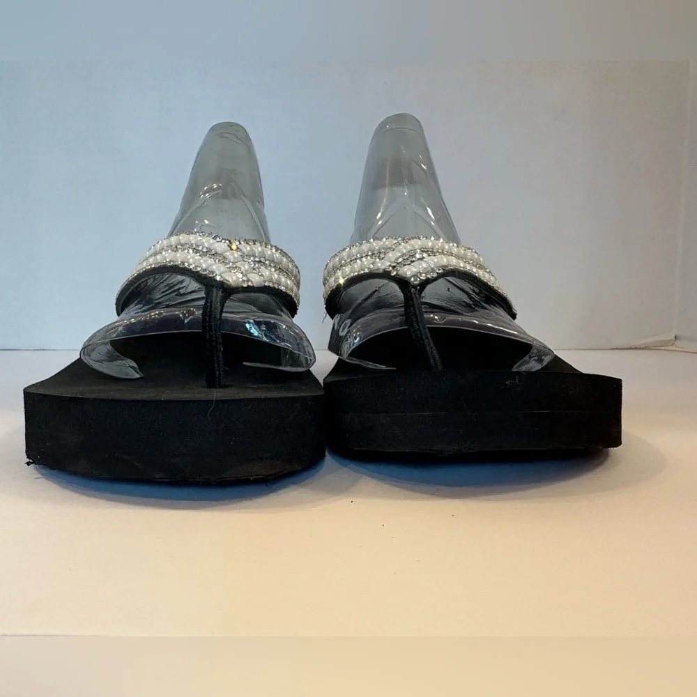 Yellow Box Valence leather beaded flip flops sandals size 7.5 - Picture 6 of 11